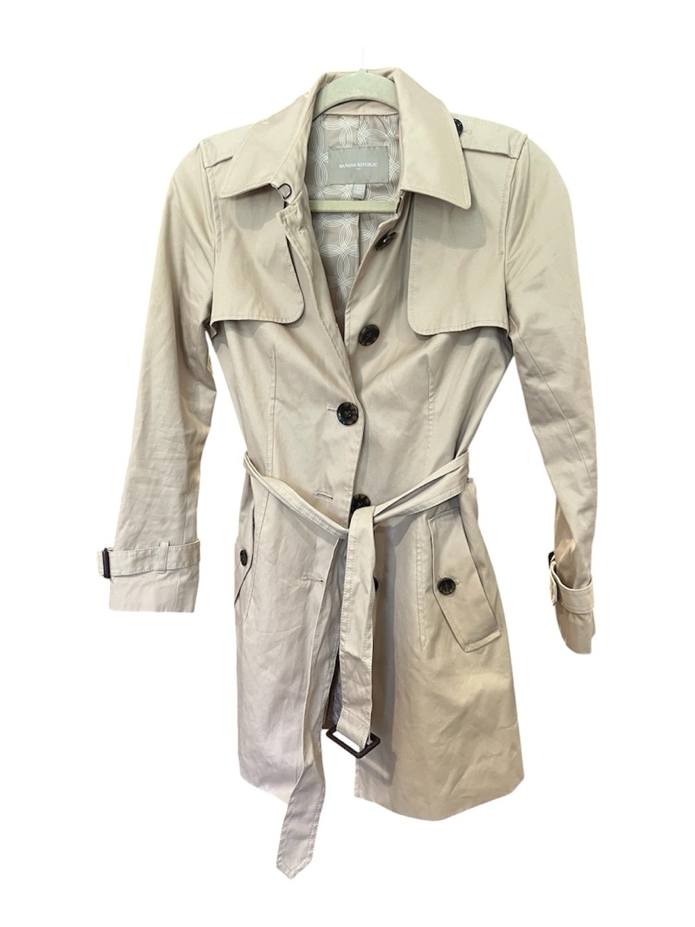 Banana Republic Light Beige Double-Breasted Trench Coat - Picture 2 of 7